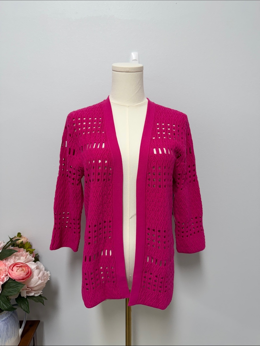 Carlisle Hot Pink Open-Front Knit Cardigan